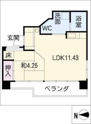 UD翔 羽島(ワンルーム/5階)の間取り写真