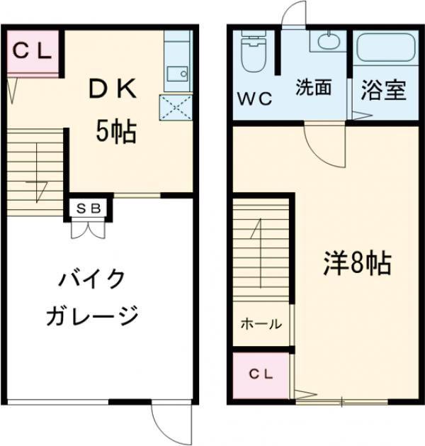 CROSS A棟(1DK/1階)の間取り写真