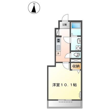 サンフローラA(1K/1階)の間取り写真