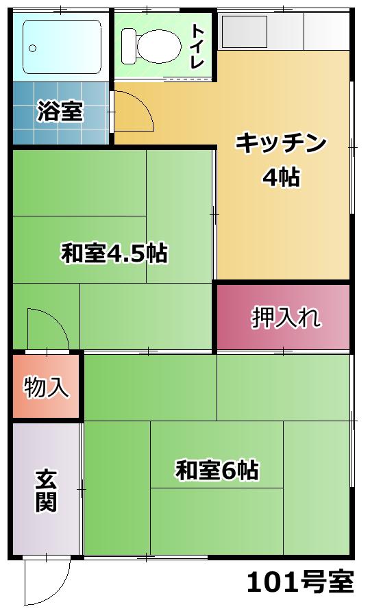 榎本荘(2K/1階)の間取り写真