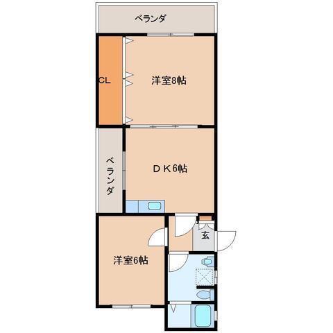 フルータ(2DK/3階)の間取り写真