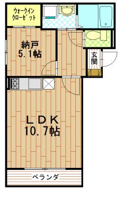 サンフィールXII(1LDK/1階)の間取り写真