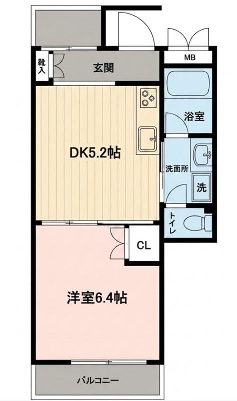 シルク ガーデニア(1DK/2階)の間取り写真