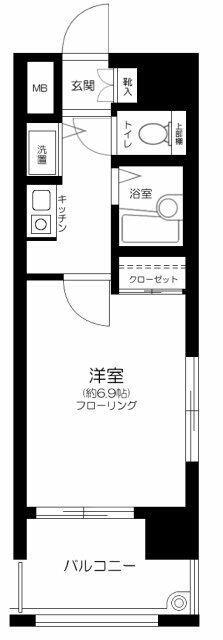 ヴィアシテラ赤坂(1K/4階)の間取り写真