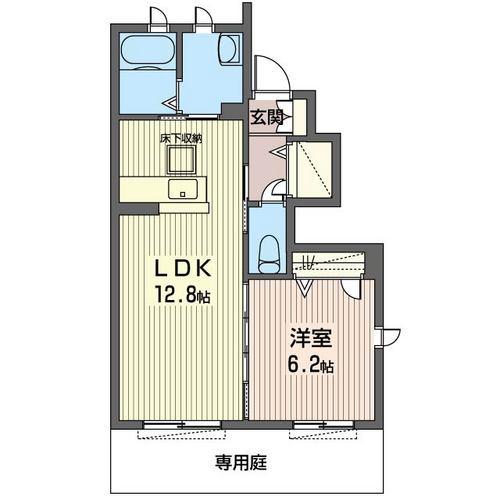 ウエスト・ビューバレーA棟(1LDK/1階)の間取り写真