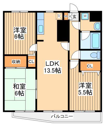 ヴェリタス相模大野(3LDK/2階)の間取り写真