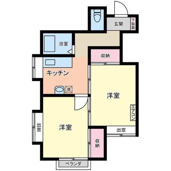 ハイツ新生安野町(2K/2階)の間取り写真