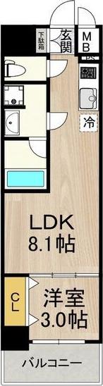 セノアタワー泉(1LDK/13階)の間取り写真