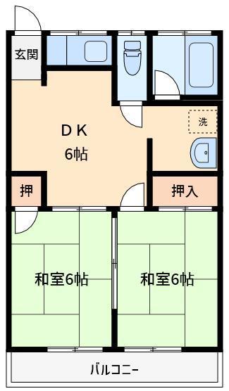 柔コーポ(2DK/1階)の間取り写真