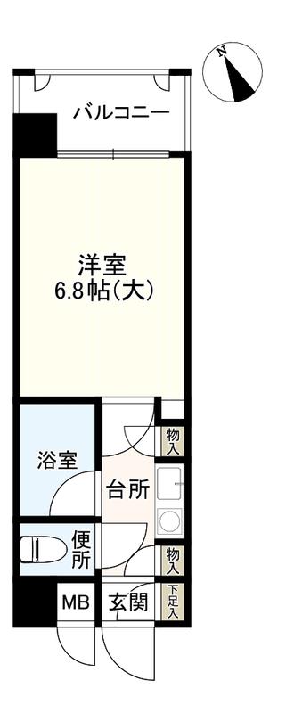 オリエントハイツ天神南(1K/5階)の間取り写真