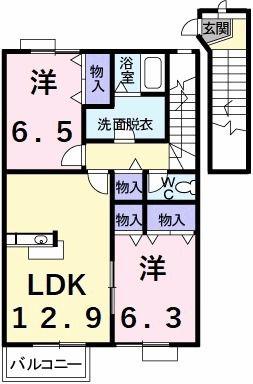 エンドレスハーモニー(2LDK/2階)の間取り写真