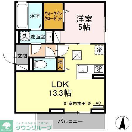 グラッサム大和(1LDK/1階)の間取り写真