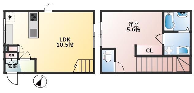 BELLA VISTA十条(1LDK/1階)の間取り写真