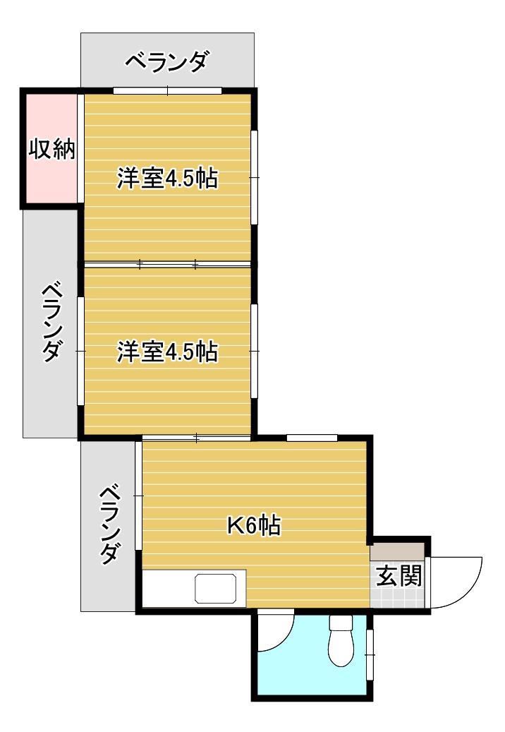 ルミエール繁多川(2DK/3階)の間取り写真