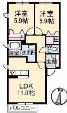 アヴァンセ(2LDK/2階)の間取り写真