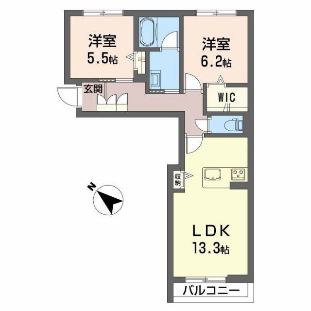プエンテ サツキ(2LDK/2階)の間取り写真