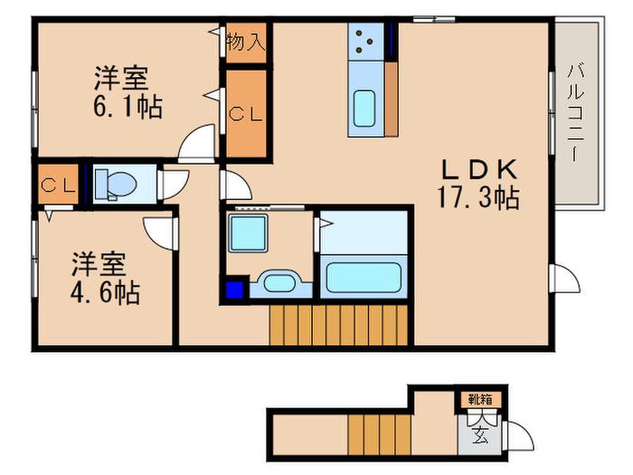 メゾン大ノ口(2LDK/2階)の間取り写真