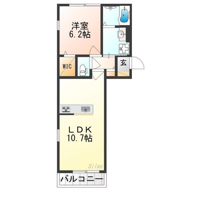 エスポワールブリイエII 部屋(1LDK/2階)の間取り写真