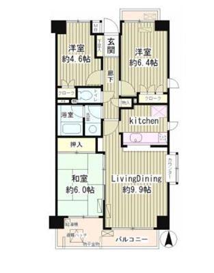 レジデンスシャルマン林試の森(3LDK/5階)の間取り写真