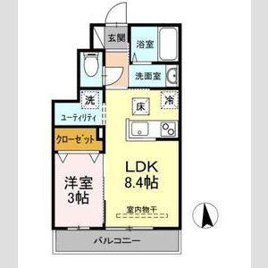 レジデンス花(1LDK/1階)の間取り写真