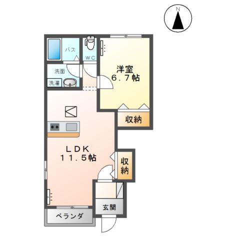 ヴィラ・エクセレント(1LDK/1階)の間取り写真