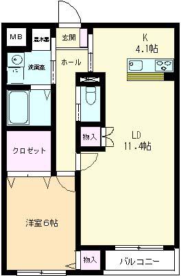 エフ弐番館(1LDK/2階)の間取り写真