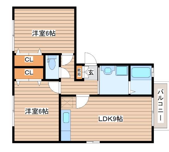 アリアス(2LDK/3階)の間取り写真