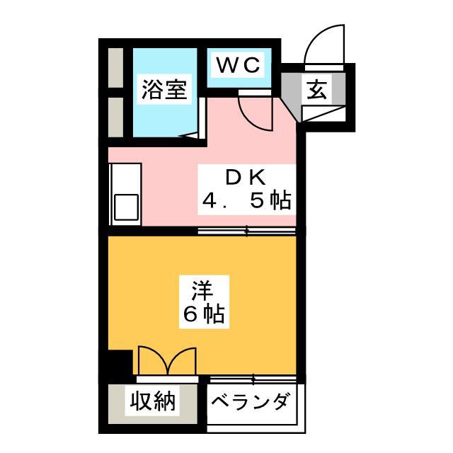 コアパレス安西(1DK/2階)の間取り写真