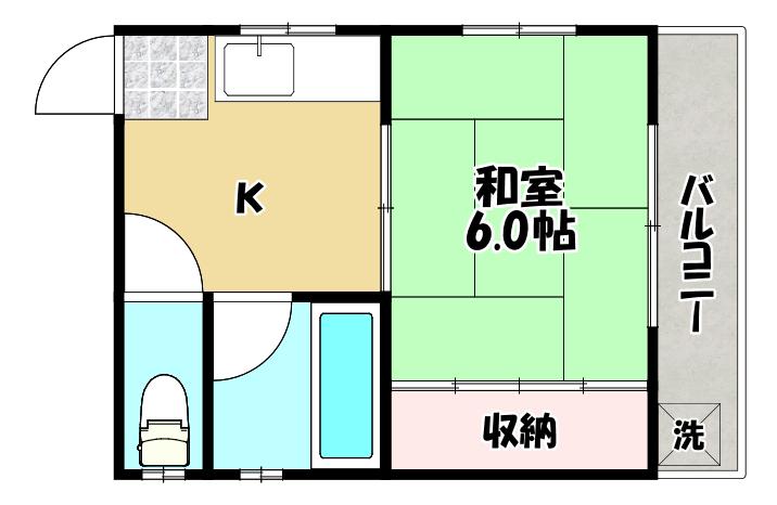 清水谷喜多ビル(1K/3階)の間取り写真