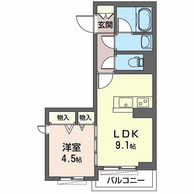カーサクレールV(1LDK/4階)の間取り写真