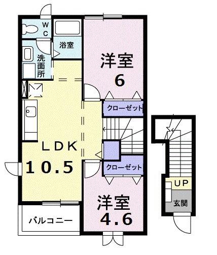 ルミノース(2LDK/2階)の間取り写真
