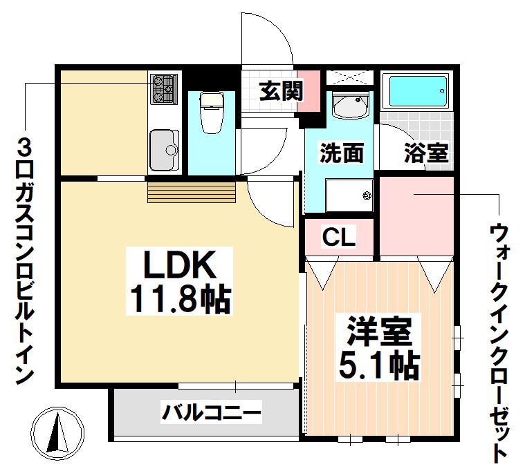 GRACE(1LDK/1階)の間取り写真