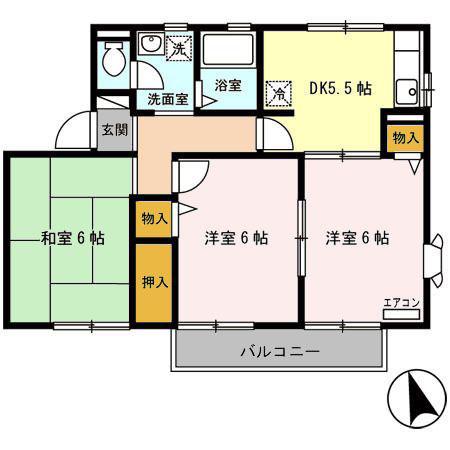 リベラ花渕ABC(3DK/2階)の間取り写真