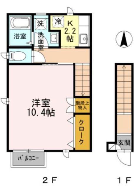アークグレイス2(ワンルーム/2階)の間取り写真