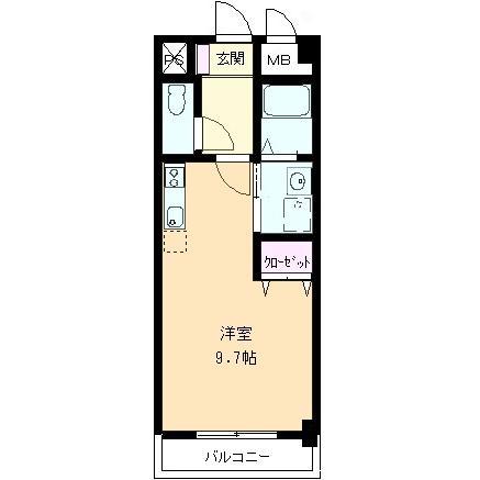 パークサイドパレス(ワンルーム/4階)の間取り写真