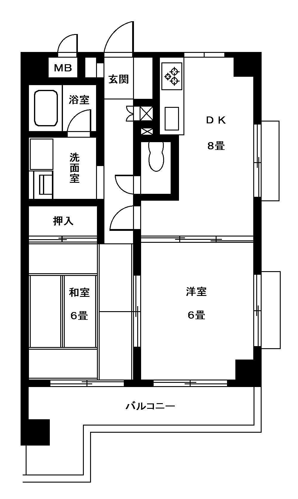 ヒルサイドパレスII(2DK/1階)の間取り写真
