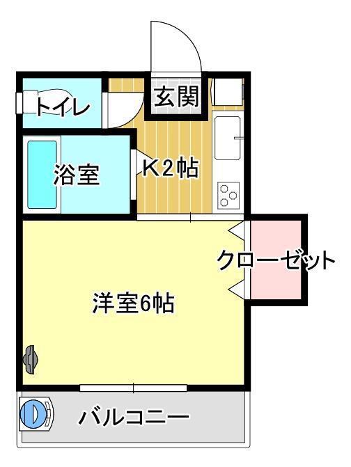 福永ハイツ(1K/2階)の間取り写真