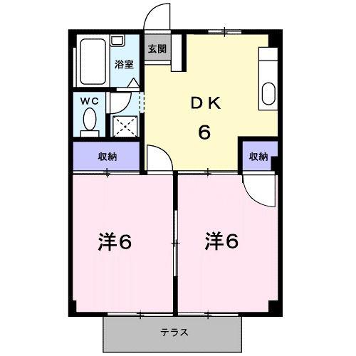 シティハイツ高橋A(2DK/1階)の間取り写真