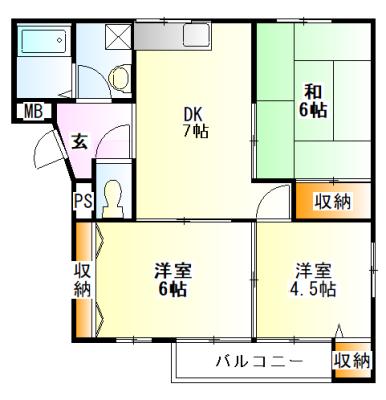グリーンヒル2(3DK/2階)の間取り写真