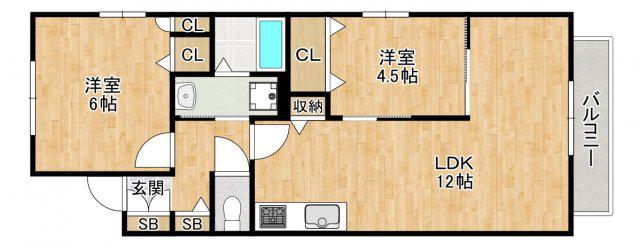 ラフィアン白島(2LDK/1階)の間取り写真