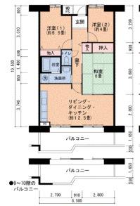 ポートサイド築港(3LDK/7階)の間取り写真