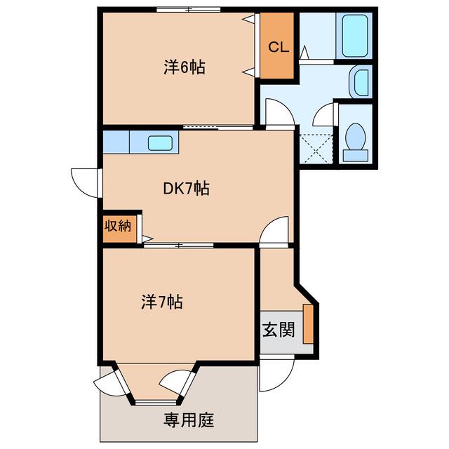 スペランツァB(2DK/1階)の間取り写真