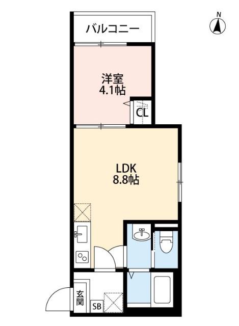 DOEL(1LDK/1階)の間取り写真