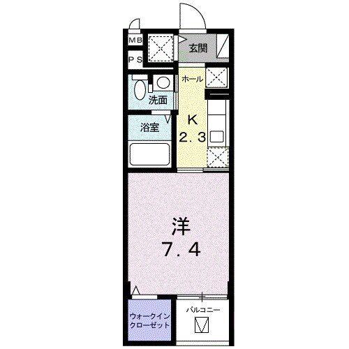 フレイムタウア(1K/4階)の間取り写真