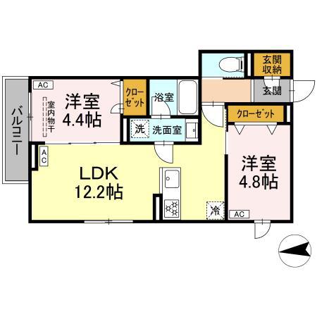 セレスティア六町IV(2LDK/3階)の間取り写真