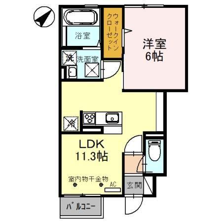 D-ROOMグランデ(1LDK/1階)の間取り写真