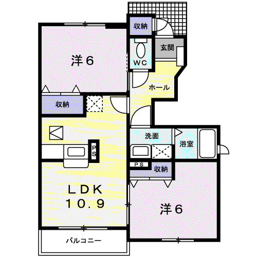 ベルアンジュ(2LDK/1階)の間取り写真