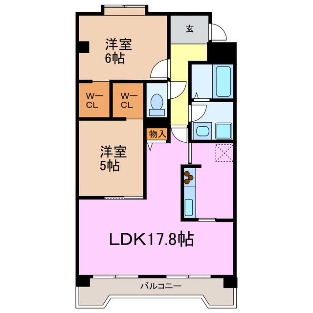 マミーナ1号館(2LDK/2階)の間取り写真