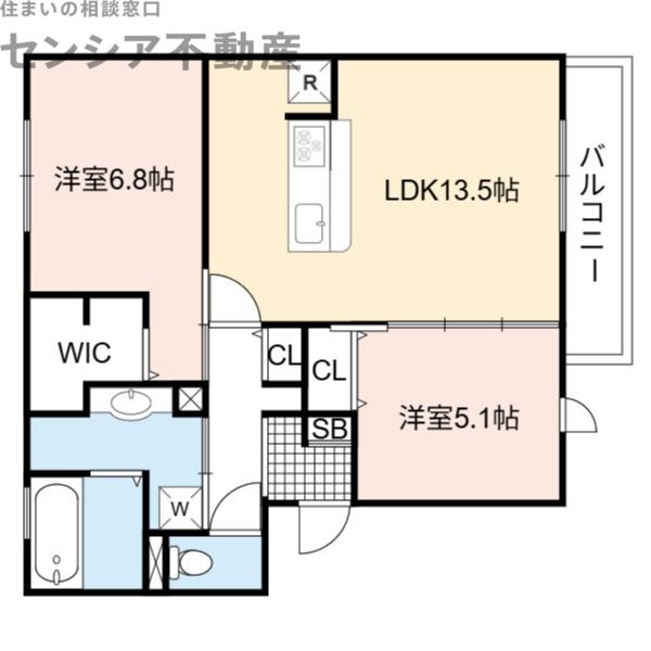 フローラ(2LDK/3階)の間取り写真