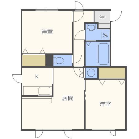 グランディールB(2LDK/2階)の間取り写真